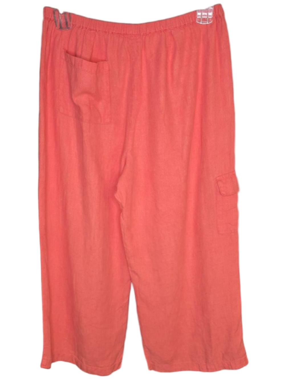 Chico’s Linen Cargo Wide Leg Crop Pants Size 2 Coral Lagenlook - Picture 2 of 8